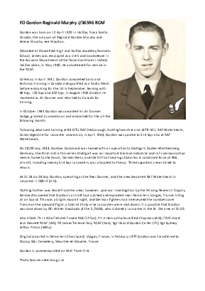 A preview of a PDF biography for Murphy, Gordon Reginald